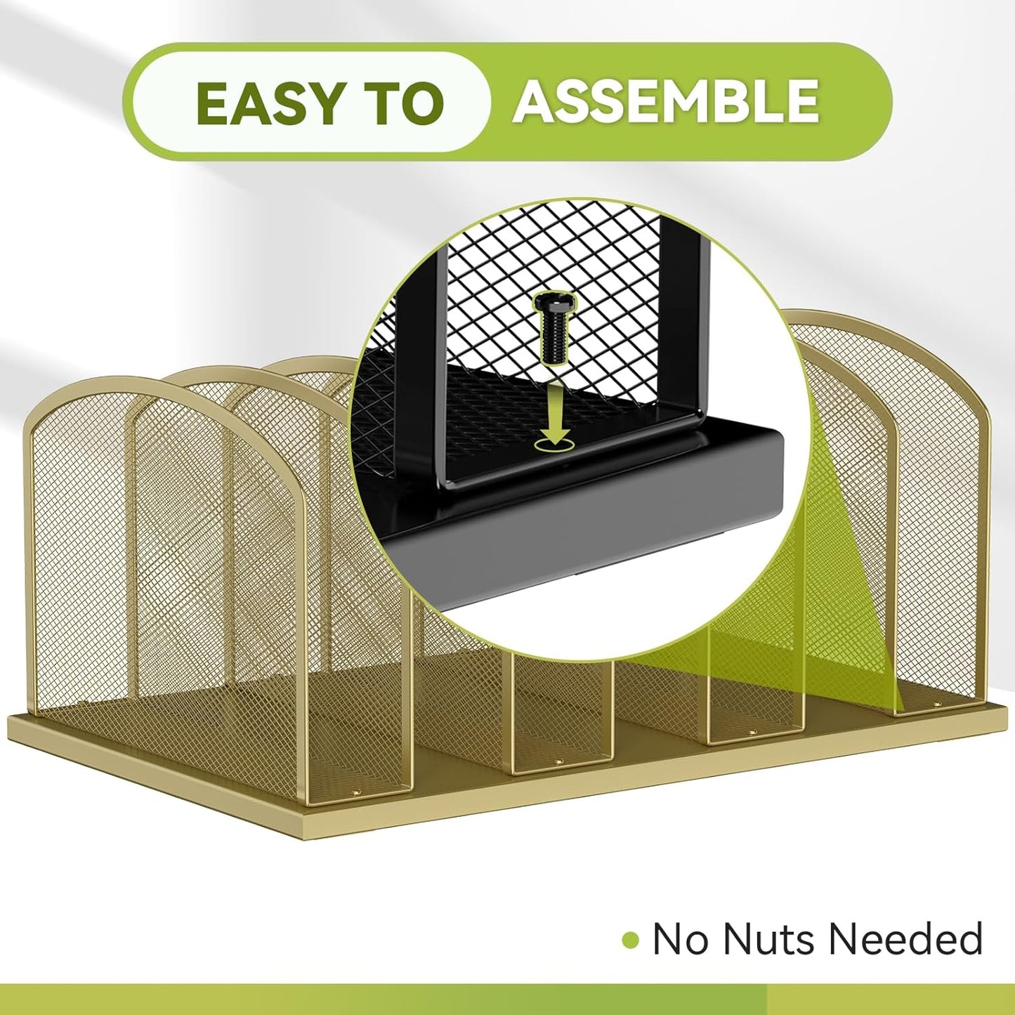 MINDEPOT Desk File Organizer 7 Sections Upright Mesh File Sorter Organizer for Desk, Office Organization File Holder for Home, Office & Classroom (Black, 1Pack)