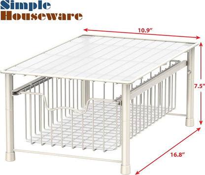 Simple Houseware Stackable 3 Tier Sliding Basket Organizer Drawer, Chrome