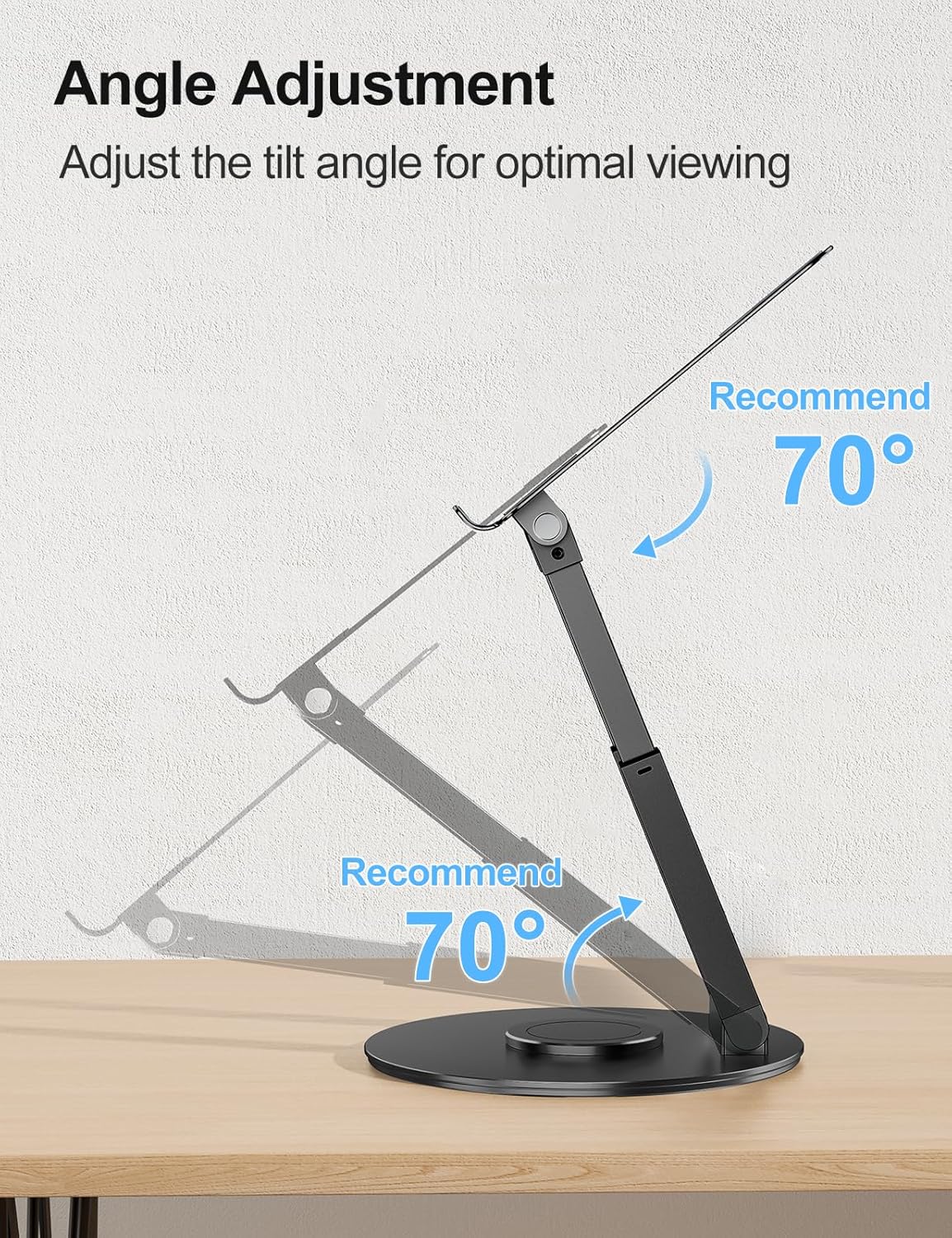 tounee Telescopic Laptop Stand for Desk with 360° Swivel Base, Sit to Stand, Height Adjustable, Portable Riser Holder for Good Posture, Compatible with MacBook Pro, All Laptops 10-17"-Gray