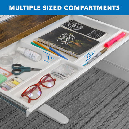 Mount-It! Under Desk Drawer with 4 Compartments, Deep Low-Profile Slide-Out Storage Organizer, 25.8″ x 12.5″ x 1.6″, Smooth Glide Pull-Out Tray for Traditional & Single Motor Standing Desks, Black
