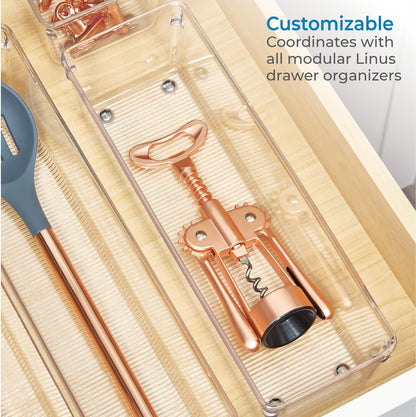 iDesign Plastic Drawer Organizer Bins - Storage for Kitchen, Bathroom, and Desk Drawers - Set of 6 - Clear