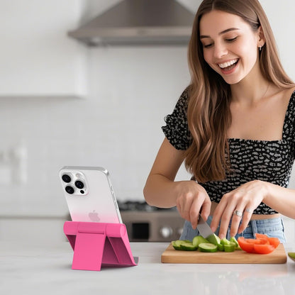 Cell Phone Stand for Desk, Foldable and Adjustable Multi-Angle Holder Dock, Universal Compatibility for Most Phone and Tablet, Portable and Sturdy Design for Office and Home (Pink)