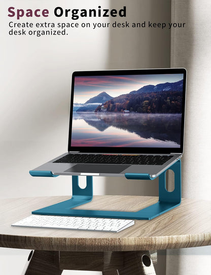 ALASHI Laptop Stand for Desk, Aluminum Computer Riser, Ergonomic Notebook Holder, Detachable Metal Laptops Elevator, PC Cooling Mount Support 10 to 15.6 Inches Notebook, Black