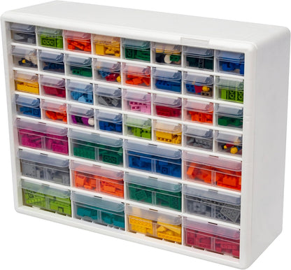 Akro-Mils 24-Drawer Plastic Drawer Storage Cabinet for Garage Organization, Bead Organizer, Building Bricks Storage, Teacher Toolbox, Makeup Organizer, 20" W x 6" D x 16" H, 10124 Black