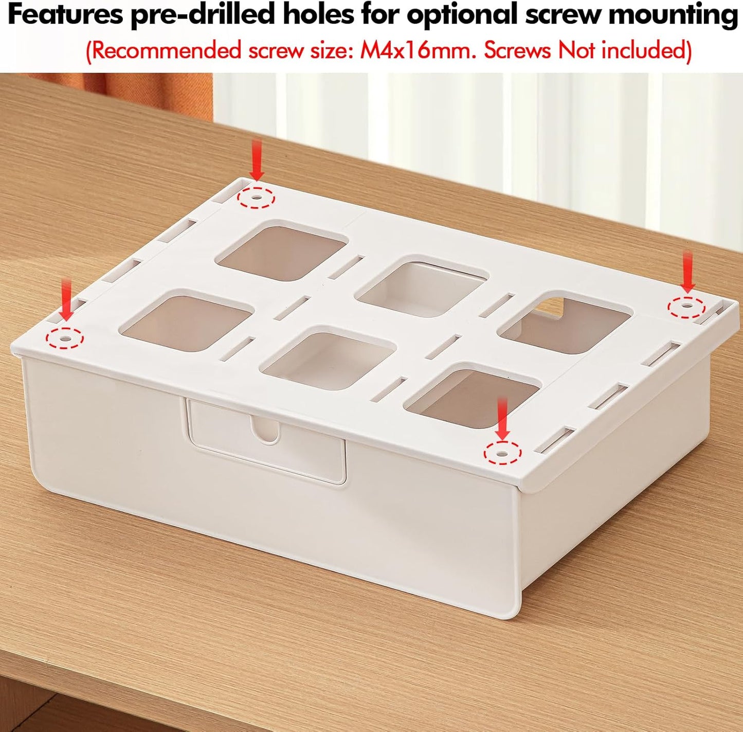 Poeland Under Desk Drawer Organizer, Under Table Slide Out Drawer with Small Drawer Compartment, Hidden Drawer Organizer for Office, Home
