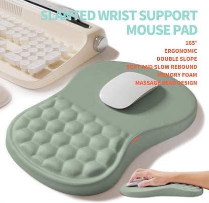 2-in-1 Ergonomic Set, Wave Rise Keyboard Wrist Rest and Massage Bulge Slope Mouse Pad Wrist Support, Cushion Memory Foam Integrated to Relieve Wrist Pain, Black