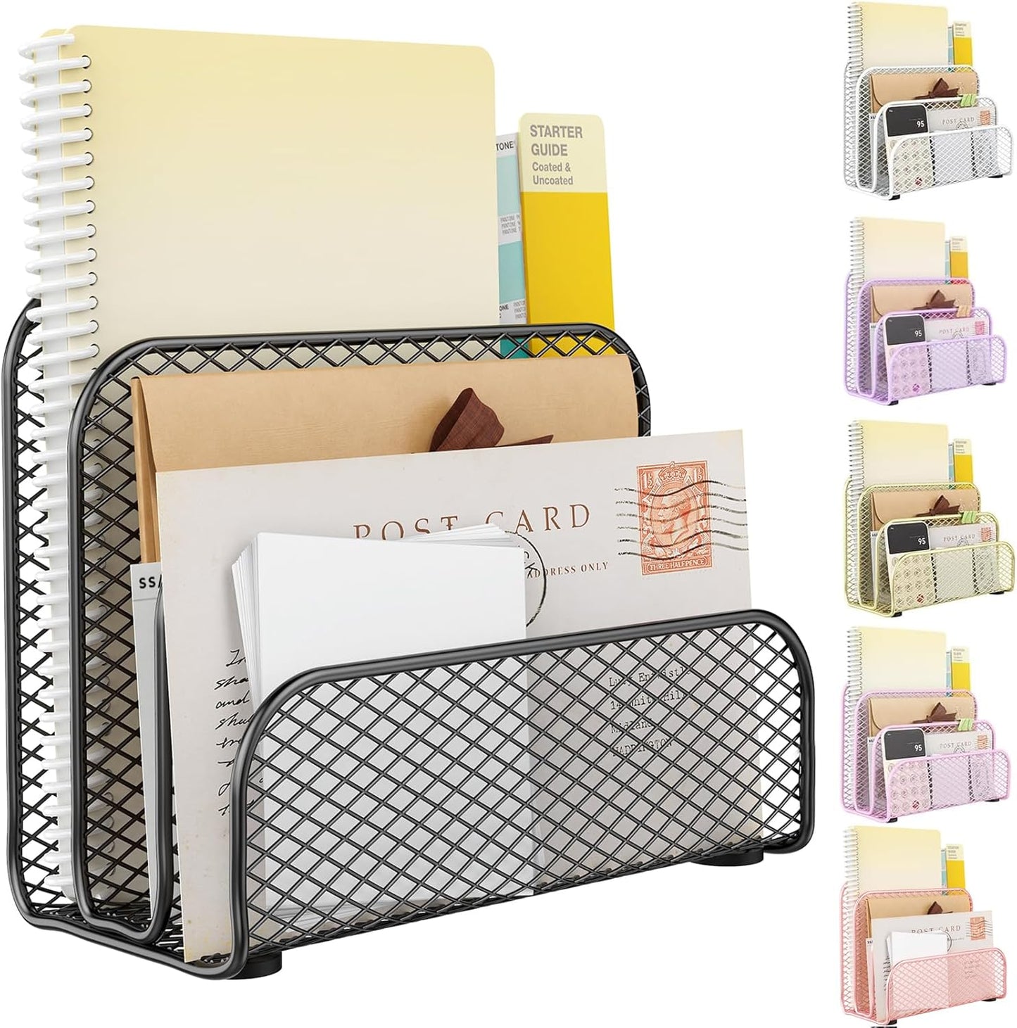 gianotter Mail Organizer Countertop, Metal File Holder with 3-Slot, Rose Gold Desk Accessories & Workspace Organizers (Rose Gold)