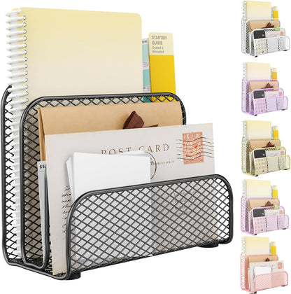 gianotter Mail Organizer Countertop, Metal File Holder with 3-Slot, Rose Gold Desk Accessories & Workspace Organizers (Rose Gold)