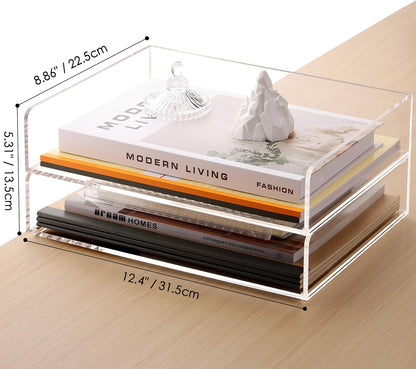 SANRUI Paper Organizer for Desk,Acrylic Stackable Letter Tray, Clear Desk Organizer, Paper Sorter for Office,Home or School,2-Pack