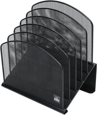 Delifox Inclined Desk File Organizer,Vertical File Folder Holder Stand Metal Rack File Sorter for Office Classroom Desktop Organization