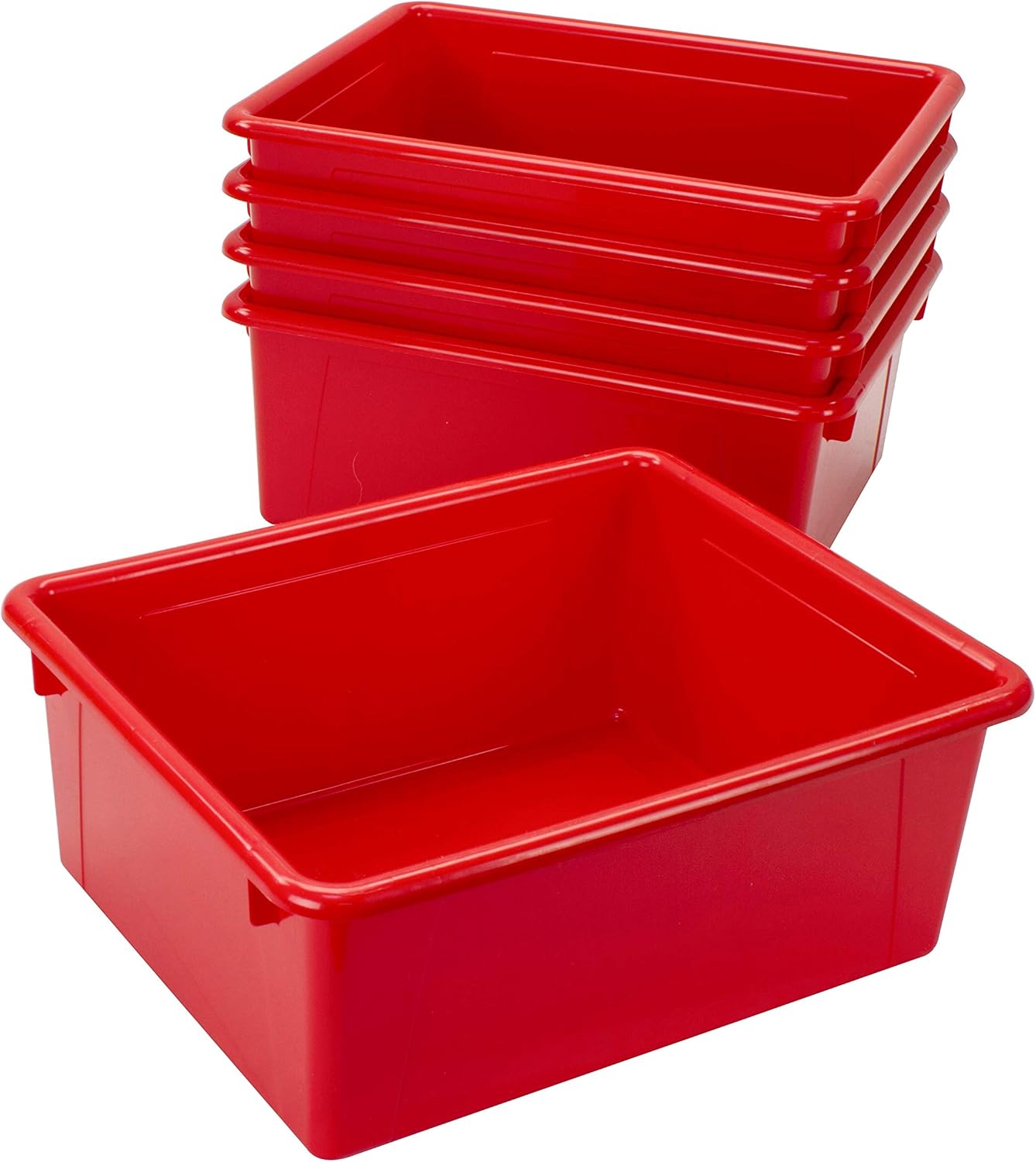 Storex Letter Size Flat Storage Tray – Organizer Bin for Classroom, Office and Home, Clear, 5-Pack (62531A05C), 10 x 13 x 3 Inches