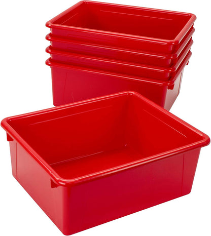 Storex Letter Size Flat Storage Tray – Organizer Bin for Classroom, Office and Home, Clear, 5-Pack (62531A05C), 10 x 13 x 3 Inches