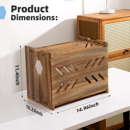 Solid Wood Projector Shelf Router Shelf Projector Stand Router Storage Box Router Cover Organized Modem Cable Power Strip Cable Management Hider Rack by Need Assembly (White)
