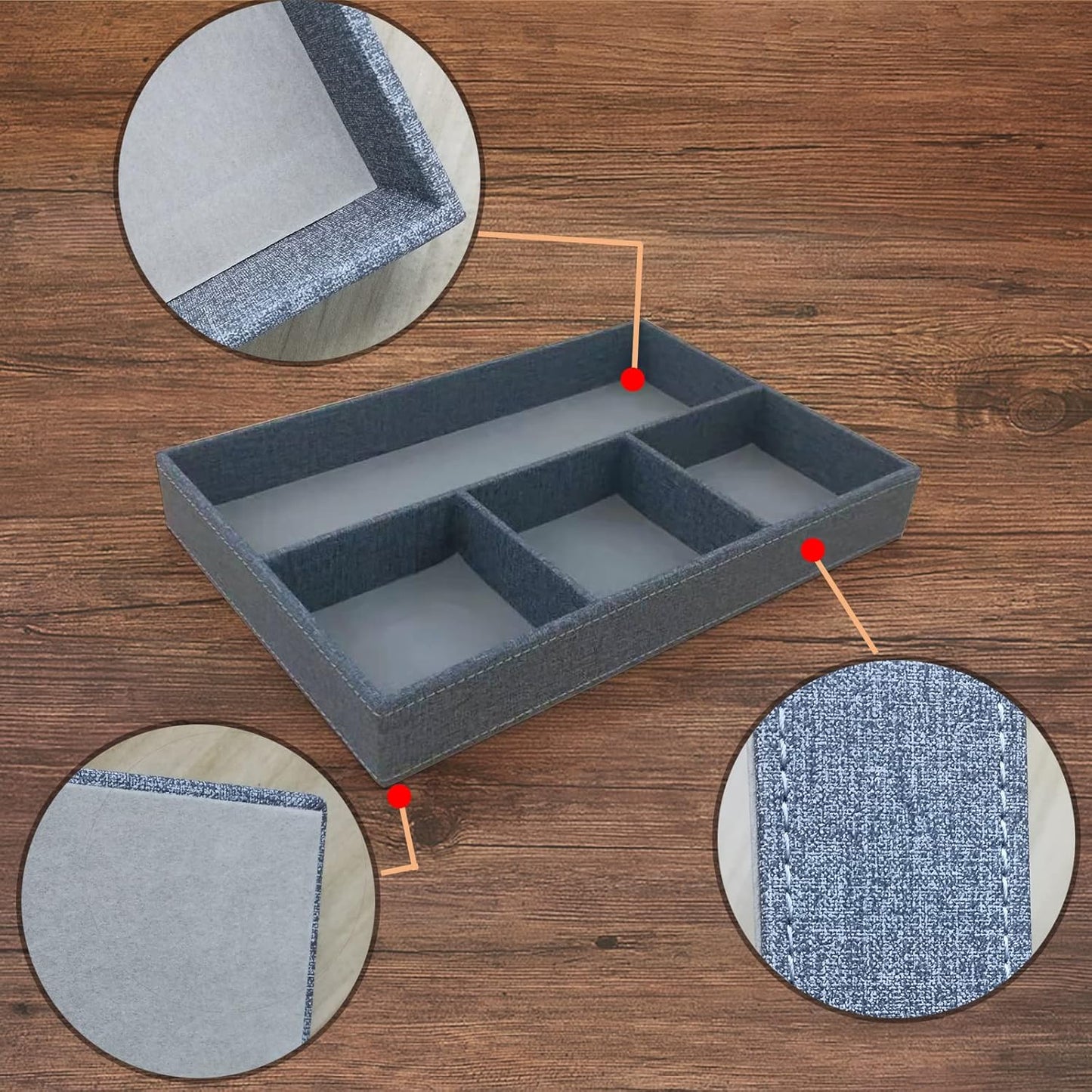 Desktop Glove Box, Nightstand or Dresser Organizer, Valet Tray, Entry Table Organizer, Dresser Storage Box,PU Leather Drawer Storage Decorative Trays.