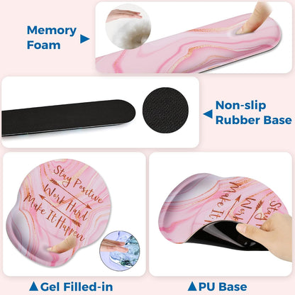 Mouse Pad and Keyboard Wrist Rest Support, with Non-Slip PU Base,Gel Mouse Pad with Coaster,Pain Relief for Gaming, Computer,Office -Beach