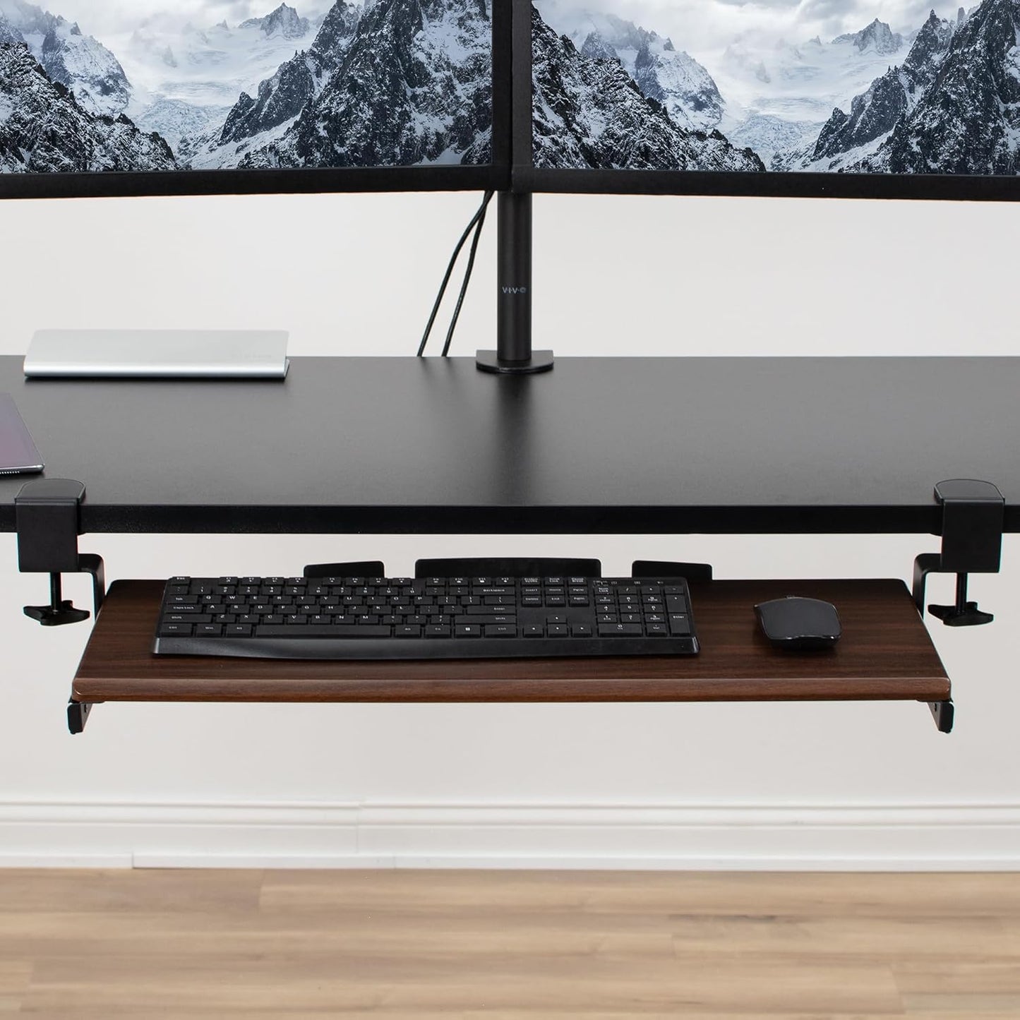 VIVO Large Clamp-on Computer Keyboard and Mouse Under Desk Slider Tray, 27 x 11 inch Pull Out Platform Drawer, White, MOUNT-KB05W