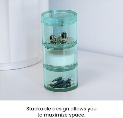 OfficeGoods 3-Tier Stackable Acrylic Holder- Stylish Desk Organizer and Storage for Office or Home – Transparent Round Design with Gold Metal Base