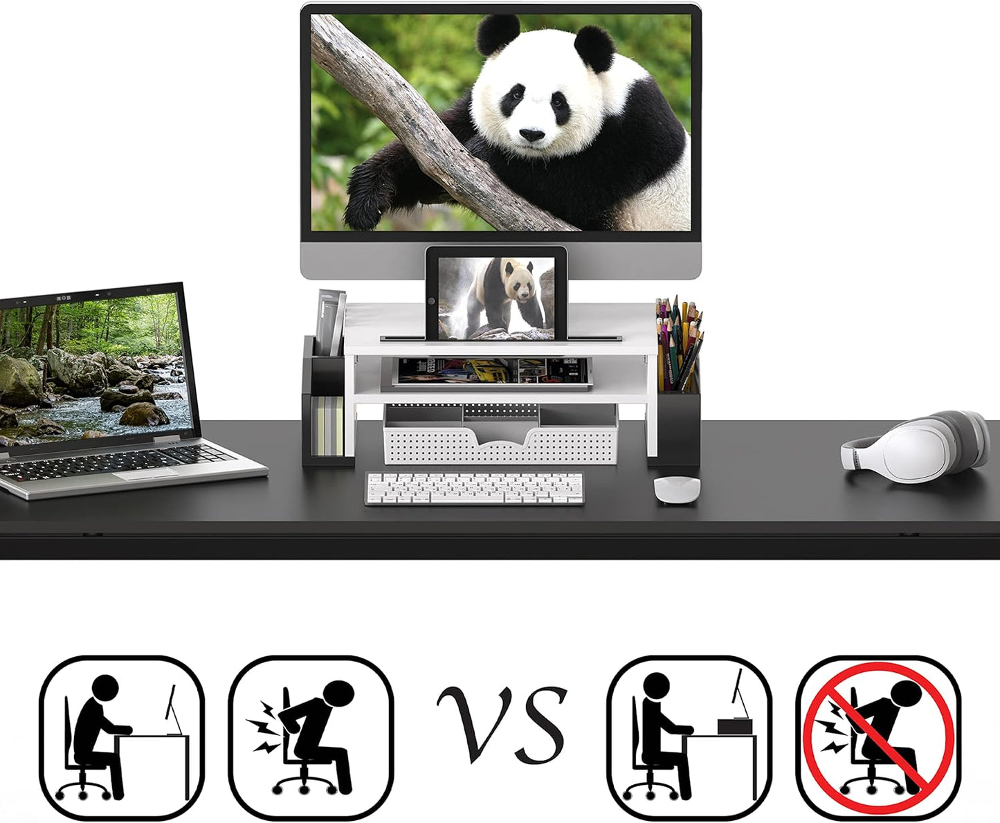 Simple Houseware Desk Monitor Stand Riser with Adjustable Organizer tray, Espresso