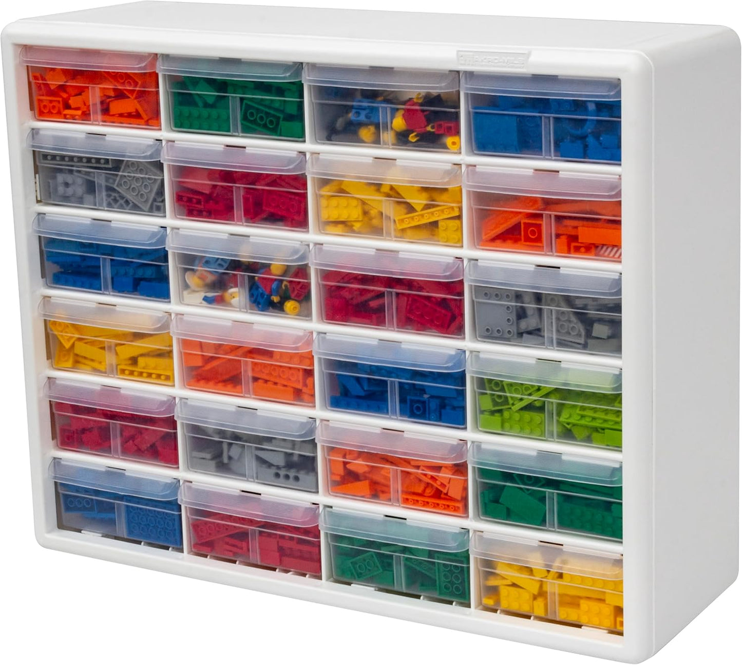 Akro-Mils 24-Drawer Plastic Drawer Storage Cabinet for Garage Organization, Bead Organizer, Building Bricks Storage, Teacher Toolbox, Makeup Organizer, 20" W x 6" D x 16" H, 10124 Black
