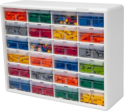 Akro-Mils 24-Drawer Plastic Drawer Storage Cabinet for Garage Organization, Bead Organizer, Building Bricks Storage, Teacher Toolbox, Makeup Organizer, 20" W x 6" D x 16" H, 10124 Black