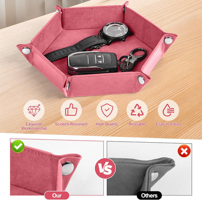Deluxe Leather Tray Desktop Storage Organizer Watch Remote Control Jewelry Cell Phone Wallet Keychain Desktop Storage for Home, Camping Unique Gift Ideas for Men and Friends