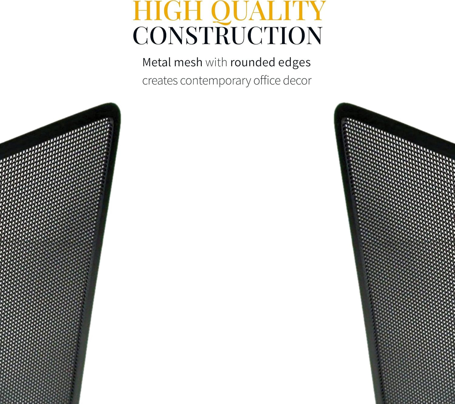 Artistic Contemporary Mesh Metal Desktop File Sorter for Neat and Organized Surfaces in Office, School, and Home, Black