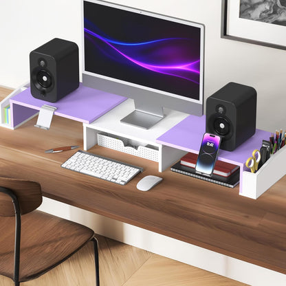 Simple Houseware Desk Dual Monitor Stand Riser with Drawer, Black