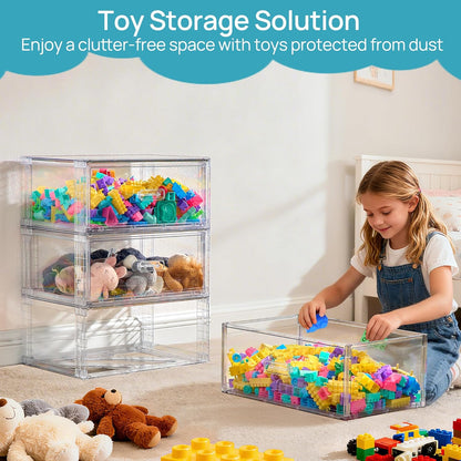 Vtopmart 2 Pack Large Clear Stackable Storage Drawers 27QT, Easily Assemble Plastic Closet Storage Bins, Dust-Proof UnderBed Organizer for Clothing, Sweater Organization