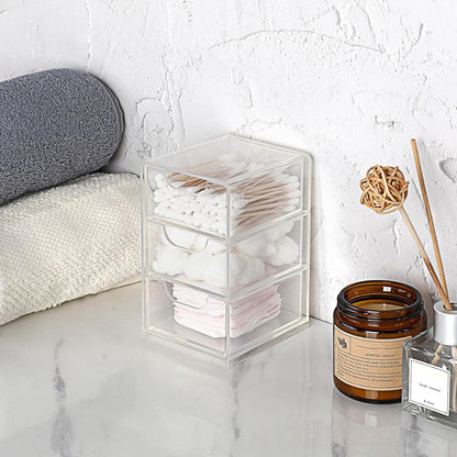 BTSKY 1 Pack Small Acrylic Storage Organizer with Drawers, 3-Layer Clear Desktop Organizer for Office Supplies Mini Storage Box with Drawers for Desk, Desktop Makeup Drawer Jewelry Storage Box