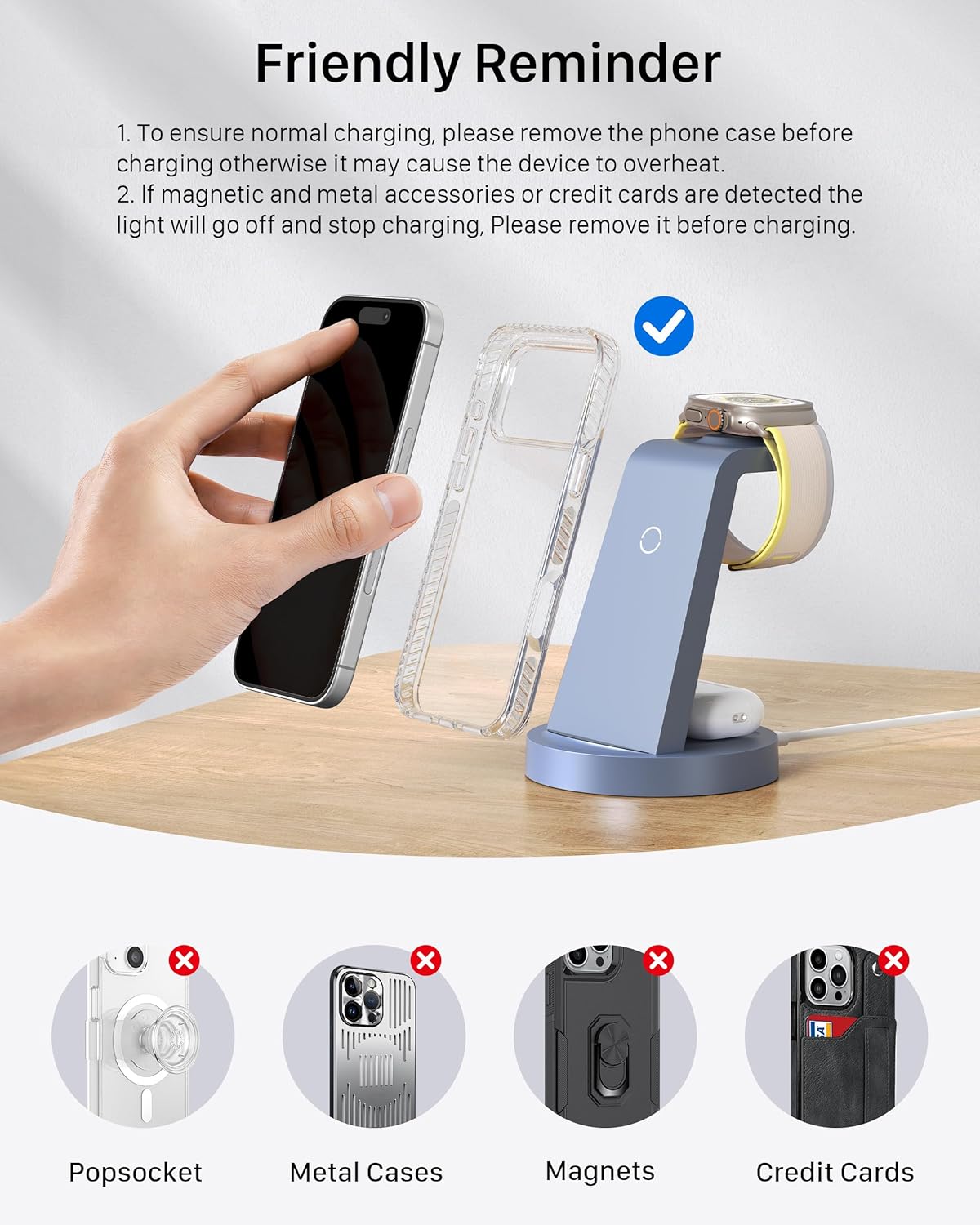 Anlmz 3 in 1 Charging Station for iPhone - Wireless Charger for Apple Products Multiple Devices - Charging Dock Stand for AirPods (for iPhone 17 16e 16 15 14 13 pro 12 11 X Max)