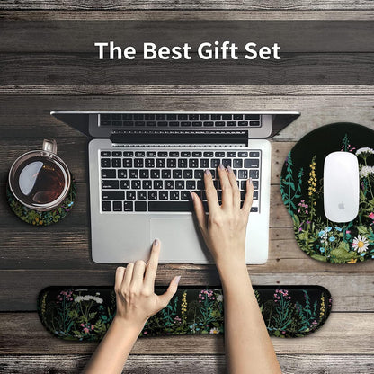 iCasso Desk Mat, Gaming Mouse Pad Wrist Support Set,4in1 XXL Large Mousepad + Keyboard Wrist Rest+Mouse Wrist Rest+Coaster Set with Ergonomic Design for Home Office Table Computer-Penoy