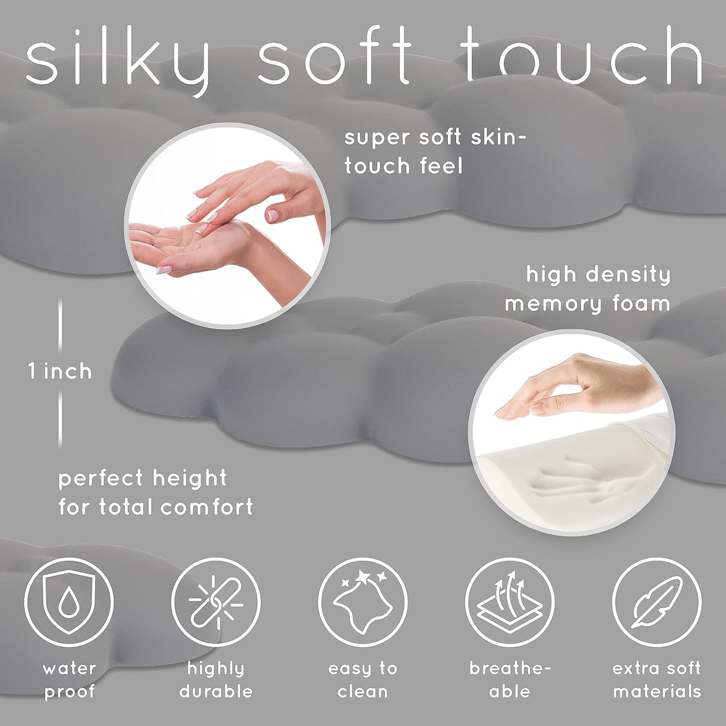 Cloud Keyboard Wrist Rest – Create-ables Qloud Cloud Wrist Rest for Computer Keyboard and Mouse, Ergonomic Memory Foam Wrist Pad with Non-Slip Base, Includes Cloud Mouse Pad – White