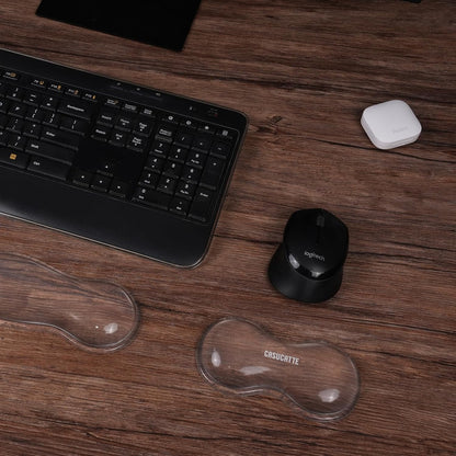Ergonomic Clear Gel Wrist Rest for Computer Keyboard - Non-Slip Crystal Gel Pad, Soft Comfortable Support, Washable, Office Gaming Wrist Pain Relief