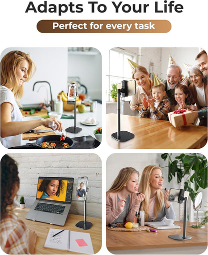COOPER ChatStand, Adjustable Cell Phone Stand for Desk, Phone Stand for Recording, iPhone Holder for Filming, Small iPhone Tripod, Soporte para Celular, Fits Samsung, Android, (Night Black)