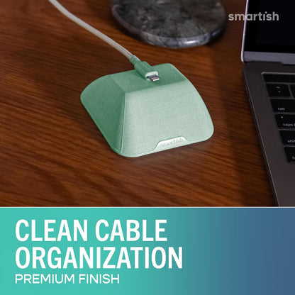 Smartish® Magnetic Cord Holder - Cable Wrangler Organizer with Magnet Clips for Charger Management on Desktop, Nightstand for USB-C + Lightning - Lightly Toasted Beige