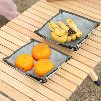 Foldable Valet Tray Set of 2, Portable Catchall Tray for Outdoor Camping Travel, Desktop Storage Organizer to Prevent Loss for Key, Phone, Wallet, Watch, Waterproof Oxford Fabric, X-Large, Camo