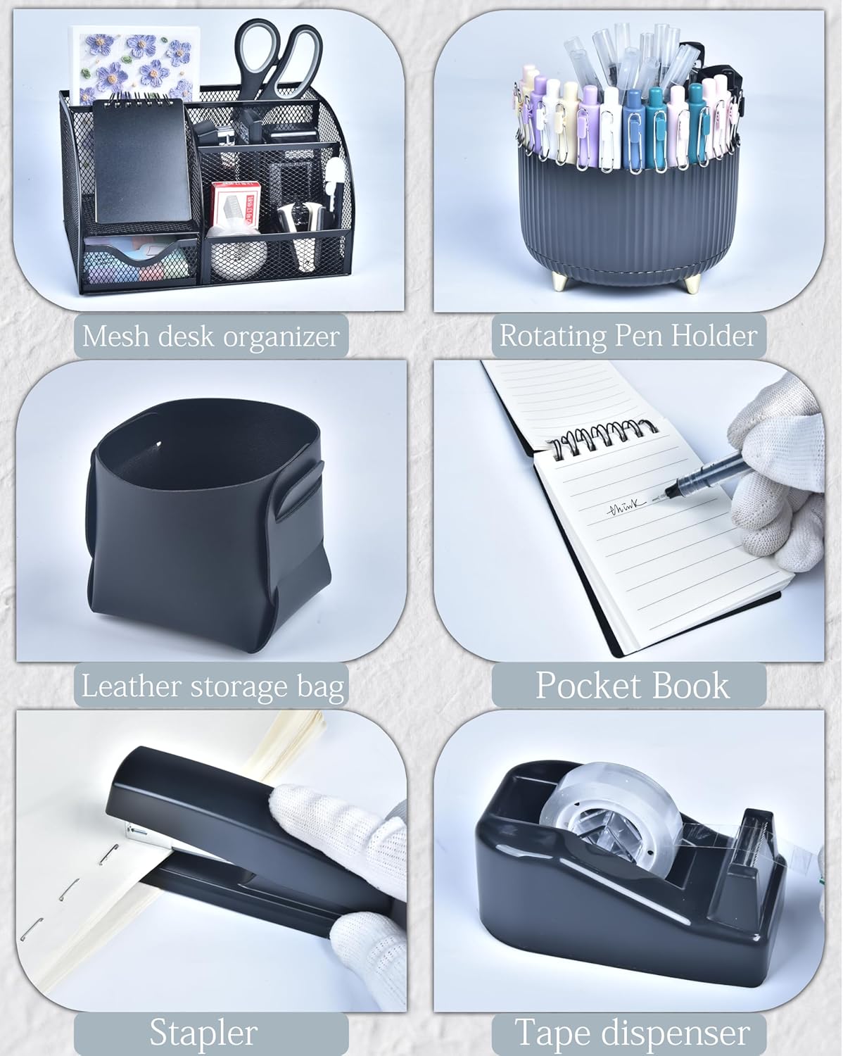 Purple Desk Accessories and Organizers with Desk Organizer and 360°Rotating Pen Holder stapler Pen and a Lot of Office Purple Office Supplies Beautifully Presented in a Gift Box