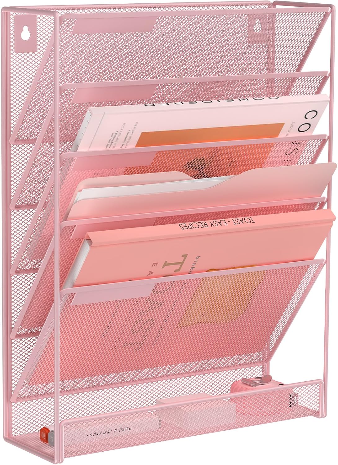 Kuntine.B Wall File Organizer Office Hanging Magazine Holder Wall File Organizer for Office Home (Black, 5 Tier)