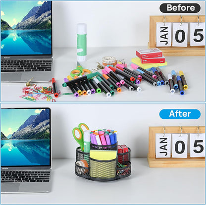 Topwey Pen Holder for Desk, 360 Rotating Pencil Holder, Cup Holder for Desk Office, Desk Organizers and Accessories in Black
