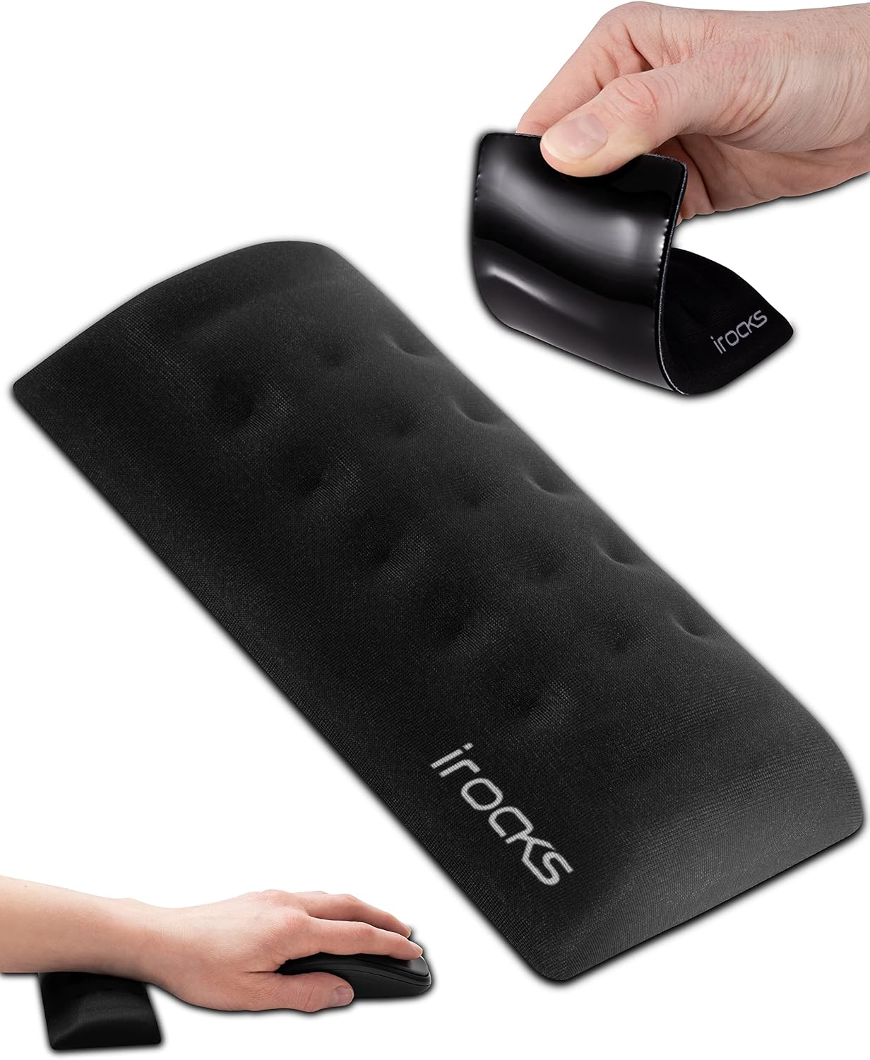 i-Rocks Memory Foam Keyboard Wrist Rest - Pain-Reducing Wrist Rest for Computer Keyboard - Non-Slip Rubber Base Wrist Rest - Cooling Keyboard Pad for Long Hours of Work, Studying, Gaming