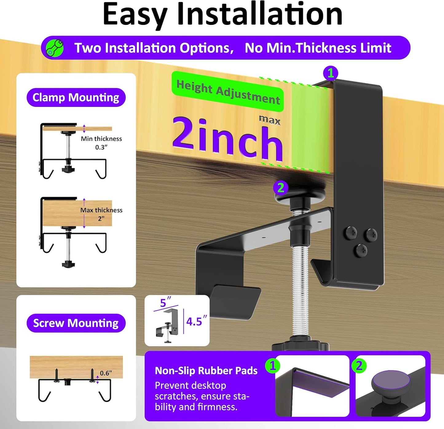 Under Desk Cable Management Tray - Under Desk Cord Management - Clamp/Screw Mount - Fabric Wire Management - Cable Raceways Tray Cord Hiders for Office/Home (Black, 35.8"×5.6")