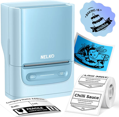 Nelko Label Maker Machine with Tape, PM220 Bluetooth Label Printer, 2 Inch Portable Thermal Printer for Small Business, Address, Logo, Clothing, Smart AI APP for iOS, Android & PC, White