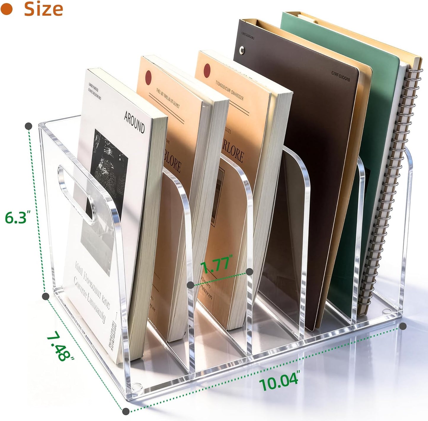 Acrylic Magazine File Holder, 3 Vertical Compartments Desk Document Sorter Organizer, Clear Folder Rack Binder for Office/Documents/Classroom, for Home, Tablet, Magazines, Books & Accessories