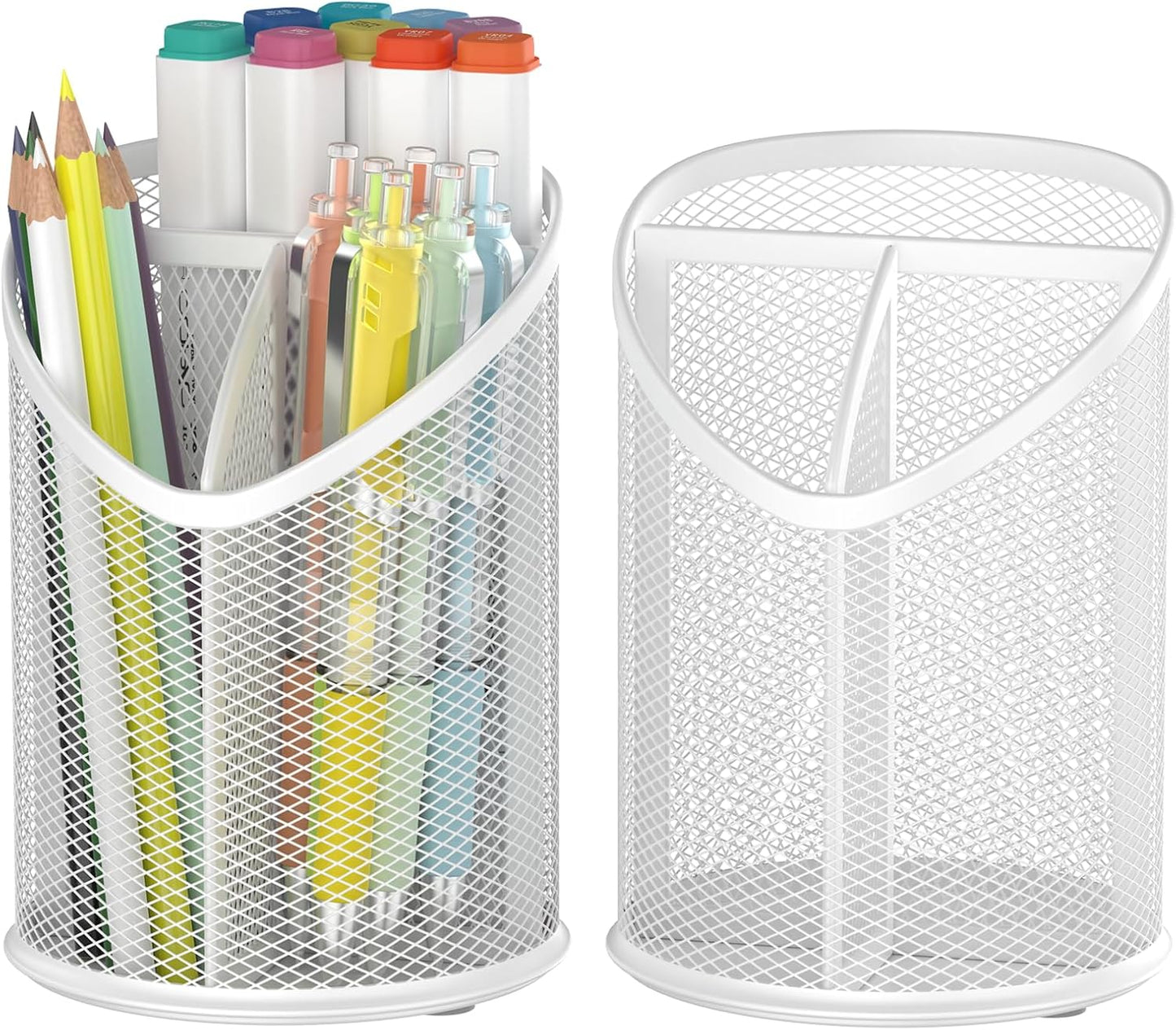 Delifox 2 Pack Pen Holder Mesh Round Pencil (White)