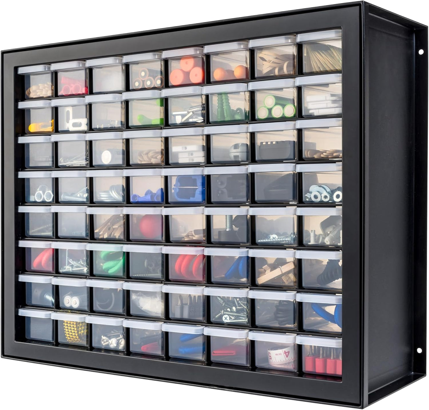 IRIS USA Small Parts Storage Cabinet, Made in USA, 64-Drawer Organizer Chest for Hardware, Screws, Nuts & Bolts, Charms, Beads, Craft Supplies, Scrapbook & Hobby Storage, Teacher Toolbox – White
