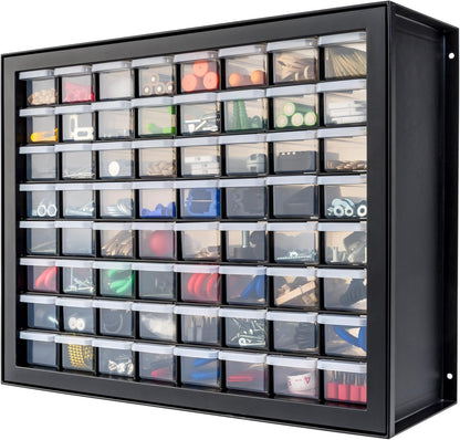 IRIS USA Small Parts Storage Cabinet, Made in USA, 64-Drawer Organizer Chest for Hardware, Screws, Nuts & Bolts, Charms, Beads, Craft Supplies, Scrapbook & Hobby Storage, Teacher Toolbox – White