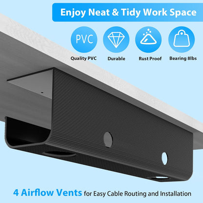 ZhiYo 2 Pack Large Capacity Cable Management Tray, Under Desk Cable Tray 31.5in(2X L15.7in), PVC Standing Desk Cord Management Ideas, Cable Organizer for Office and Home - White
