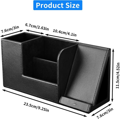 Wireless Charger with Desk Organizer, Fast Charging Station for iPhone 15 14 13 12 11 Pro Max/Samsung Galaxy S23/S22/S21/S20/Z Flip/Fold 5, Desk Phone Charger Stand Office Desktop Organizer Leather