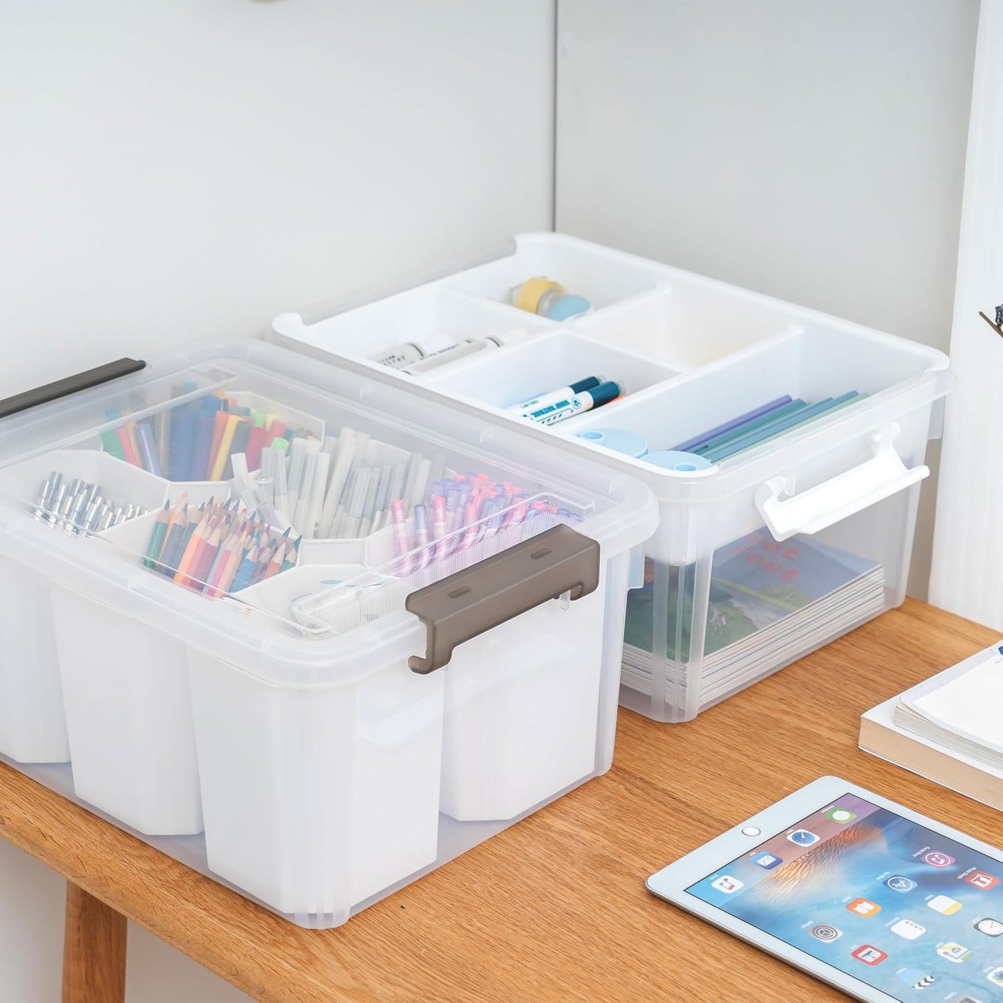 Citylife 17 QT Plastic Storage Bins Clear Storage Box with Lids Multipurpose Stackable Storage Containers for Organizing Tool, Craft, Crayon