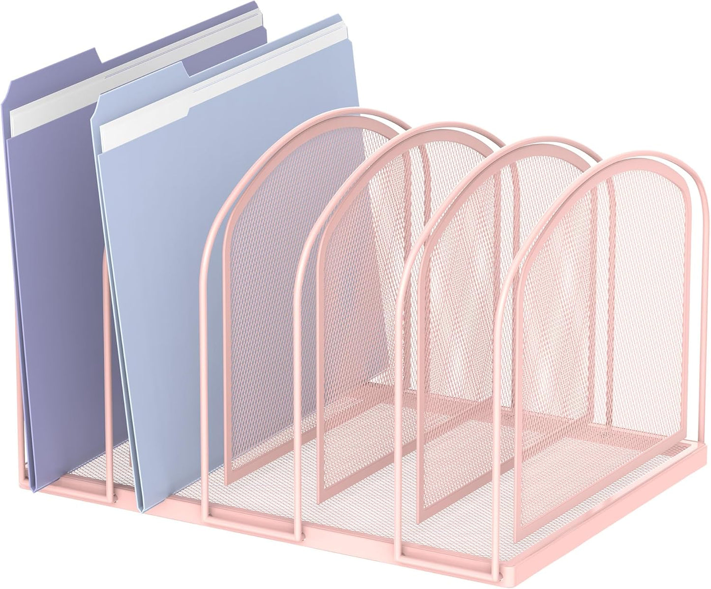 SUPEASY File Organizer for Desk, 5-Section Mesh Desk Organizer, Vertical File Holder Desktop Organizer File Sorter, File Folder Holder for Office Supplies, Black